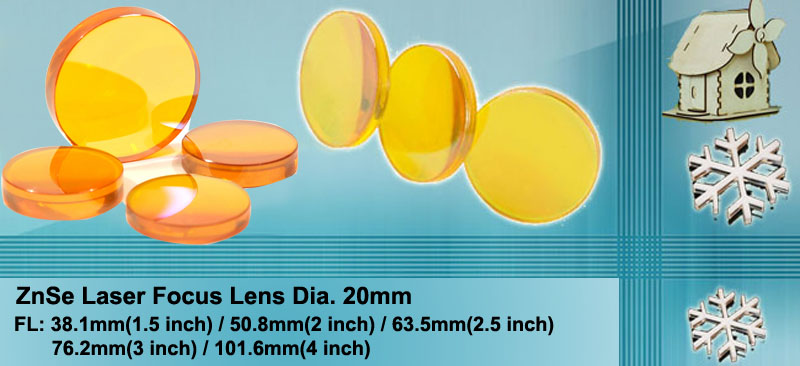 Co2 laser lenses ZnSe focal len Dia.20mm 2" 50.8mm for laser cutter engraver 